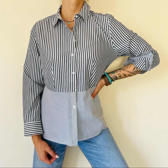 Chico's Tops - Chico’s no iron striped long sleeve button down shirt